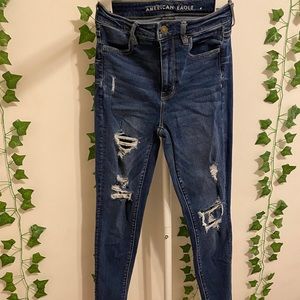 American Eagle High Rise Skinny Ripped Jeans